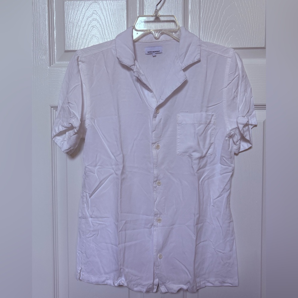 WeWoreWhat Women’s Sz Small White Classic Short Sleeve Blouse Top